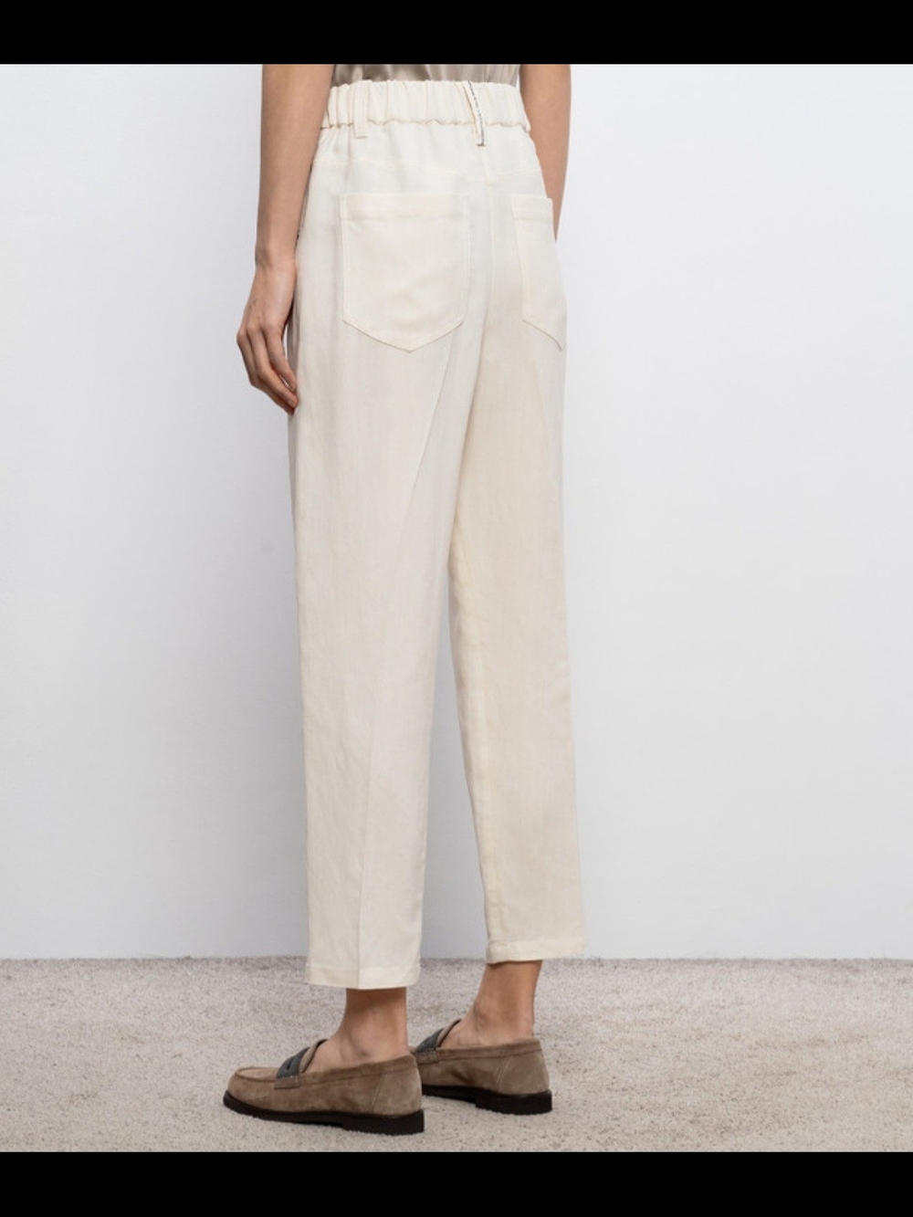 Brunello Cucinelli Women's Cream High-Waist Tailored Trousers - Picture 2 of 4